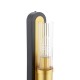 79638-003 Black & Gold 2 Light Wall Lamp with Ribbed Clear Glass