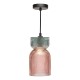 74887-003 Black Pendant with Pink & Green Ribbed Glass