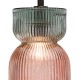 74887-003 Black Pendant with Pink & Green Ribbed Glass