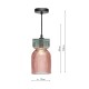 74887-003 Black Pendant with Pink & Green Ribbed Glass