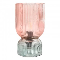 74889-003 Pink & Green Ribbed Glass Table Lamp