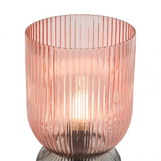 74889-003 Pink & Green Ribbed Glass Table Lamp