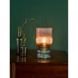 74889-003 Pink & Green Ribbed Glass Table Lamp
