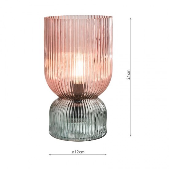 74889-003 Pink & Green Ribbed Glass Table Lamp