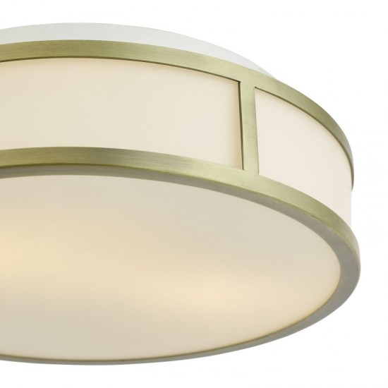 79755-003 Matt Antique Brass Flush with Opal Glass IP44