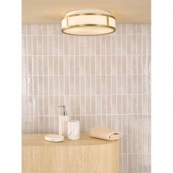 79755-003 Matt Antique Brass Flush with Opal Glass IP44