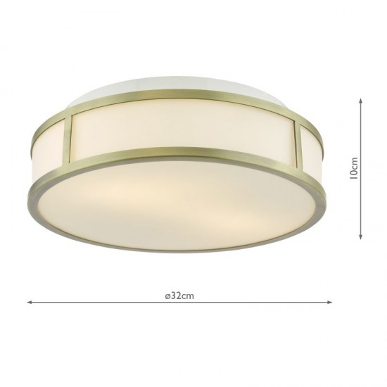 79755-003 Matt Antique Brass Flush with Opal Glass IP44