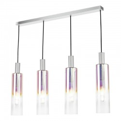 73207-003 Satin Silver 4 Light over Island Fitting with Ribbed Multicolour Glasses