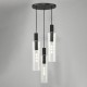 73210-003 Black 3 Light Cluster Pendant with Ribbed Clear Glasses