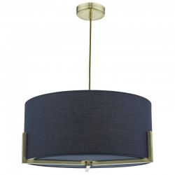 32018-003 Brushed Gold 3 Light Pendant with Navy Shade 32018-003 Brushed Gold 3 Light Pendant with Navy Shade