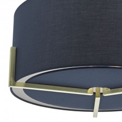 32018-003 Brushed Gold 3 Light Pendant with Navy Shade