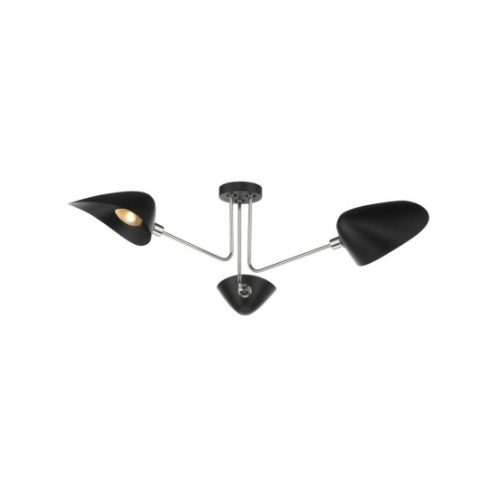 61717-003 Matt Black & Chrome 3 Light Semi Flush 61717-003 Matt Black & Chrome 3 Light Semi Flush