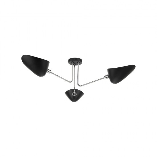 61717-003 Matt Black & Chrome 3 Light Semi Flush 61717-003 Matt Black & Chrome 3 Light Semi Flush