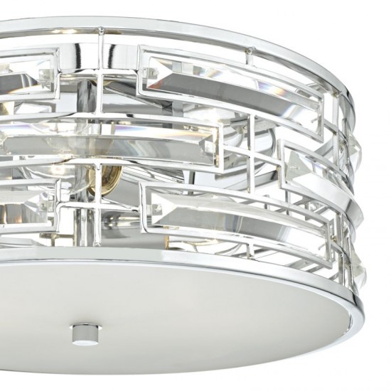 32025-003 Polished Chrome 3 Light Ceiling Lamp with Crystal