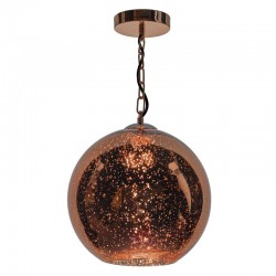 4086-003 Copper Pendant with Dappled Globe Glass 