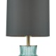 74659-003 Green Ribbed Glass & Antique Brass Table Lamp with Grey Shade