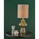 74660-003 Brown Ribbed Glass & Antique Brass Table Lamp with Brown Shade