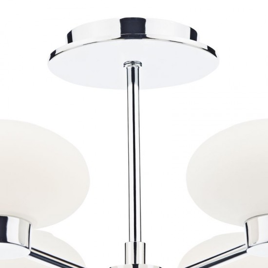 32379-003 Polished Chrome 6 Light Centre Fitting with White Glasses