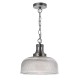 38015-003 Antique Chrome Pendant with Textured Glass