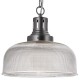 38015-003 Antique Chrome Pendant with Textured Glass