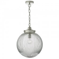 33372-003 Satin Nickel Pendant with Clear Ribbed Glass 33372-003 Satin Nickel Pendant with Clear Ribbed Glass