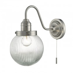 33373-003 Satin Nickel Wall Lamp with Clear Ribbed Glass 33373-003 Satin Nickel Wall Lamp with Clear Ribbed Glass