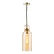 74929-003 Brushed Bronze Pendant with Amber Glass