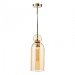 74929-003 Brushed Bronze Pendant with Amber Glass
