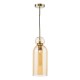 74929-003 Brushed Bronze Pendant with Amber Glass