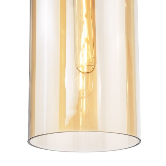 74929-003 Brushed Bronze Pendant with Amber Glass