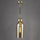 74929-003 Brushed Bronze Pendant with Amber Glass