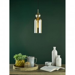 74929-003 Brushed Bronze Pendant with Amber Glass