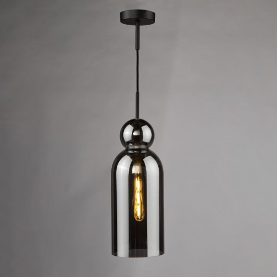 74930-003 Matt Black Pendant with Smoked Glass