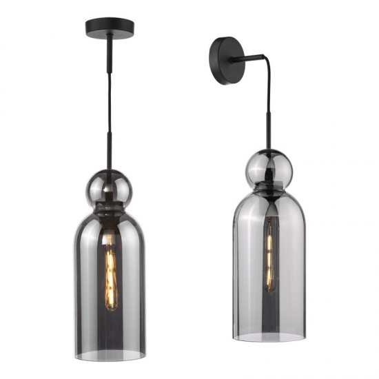 74930-003 Matt Black Pendant with Smoked Glass
