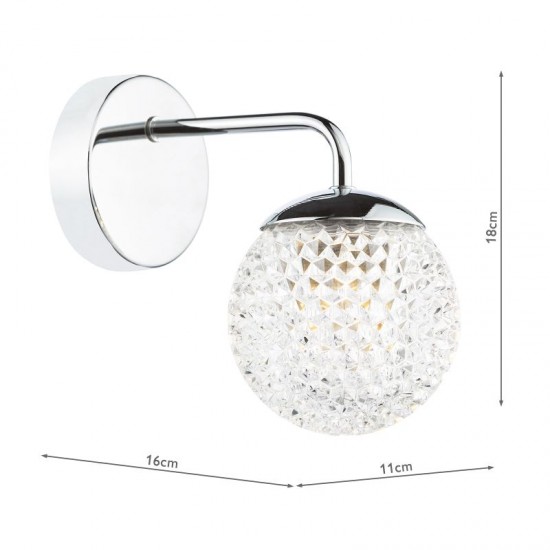 74934-003 Chrome Wall Lamp with Honeycomb Acrylic Shade IP44