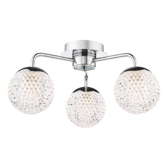 74935-003 Chrome 3 Light Semi Flush with Honeycomb Acrylic Shades IP44