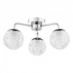 74935-003 Chrome 3 Light Semi Flush with Honeycomb Acrylic Shades IP44