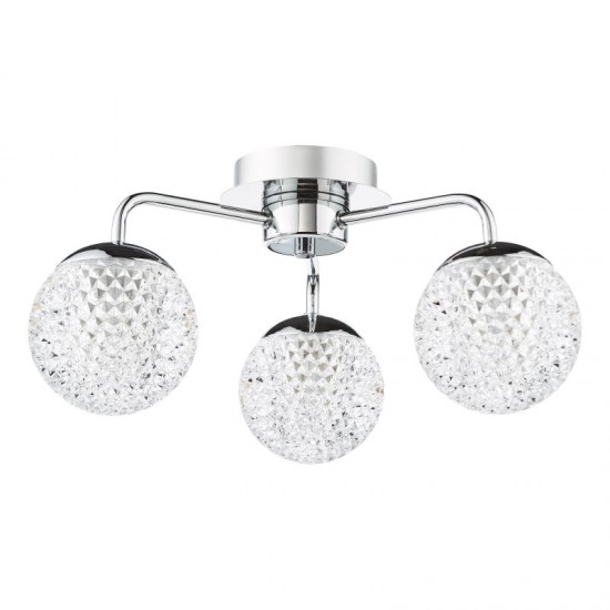 74935-003 Chrome 3 Light Semi Flush with Honeycomb Acrylic Shades IP44