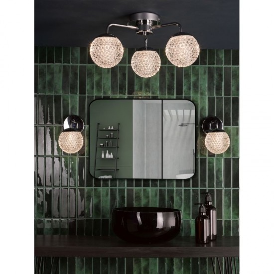 74935-003 Chrome 3 Light Semi Flush with Honeycomb Acrylic Shades IP44
