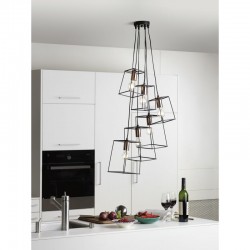 32401-003 Black & Copper 6 Light Cluster Pendant