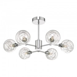 52188-003 Chrome 6 Light Semi-Flush with Decorative Glasses