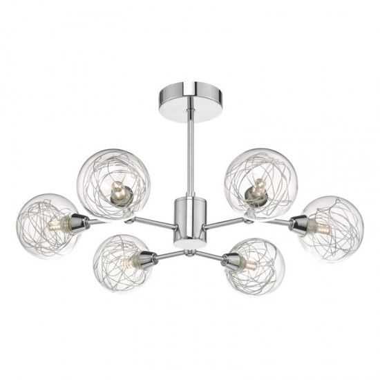 52188-003 Chrome 6 Light Semi-Flush with Decorative Glasses