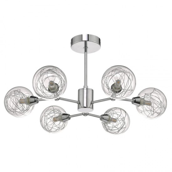 52188-003 Chrome 6 Light Semi-Flush with Decorative Glasses