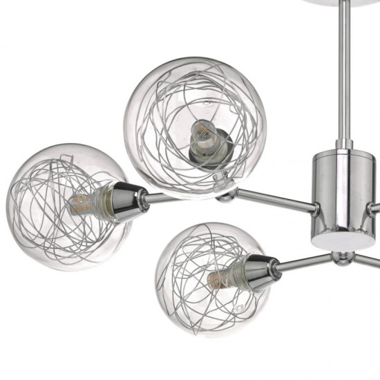52188-003 Chrome 6 Light Semi-Flush with Decorative Glasses