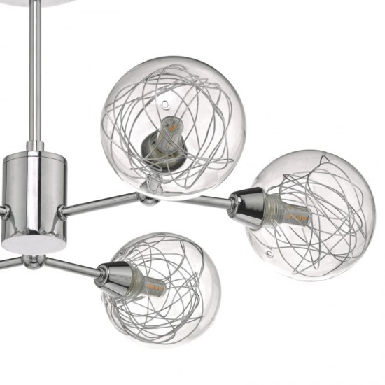 52188-003 Chrome 6 Light Semi-Flush with Decorative Glasses