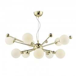 33399-003 Gold 10 Light Centre Fitting with Opal Globe Glasses