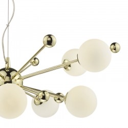 33399-003 Gold 10 Light Centre Fitting with Opal Globe Glasses