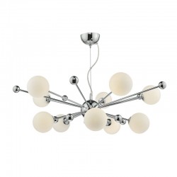 33400-003 Chrome 10 Light Centre Fitting with Opal Globe Glasses