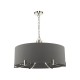 61723-003 Polished Nickel 6 Light Pendant with Grey Shade