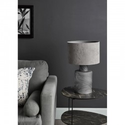 71260-003 Frosted Marbled Glass Table Lamp with Grey Velvet Shade